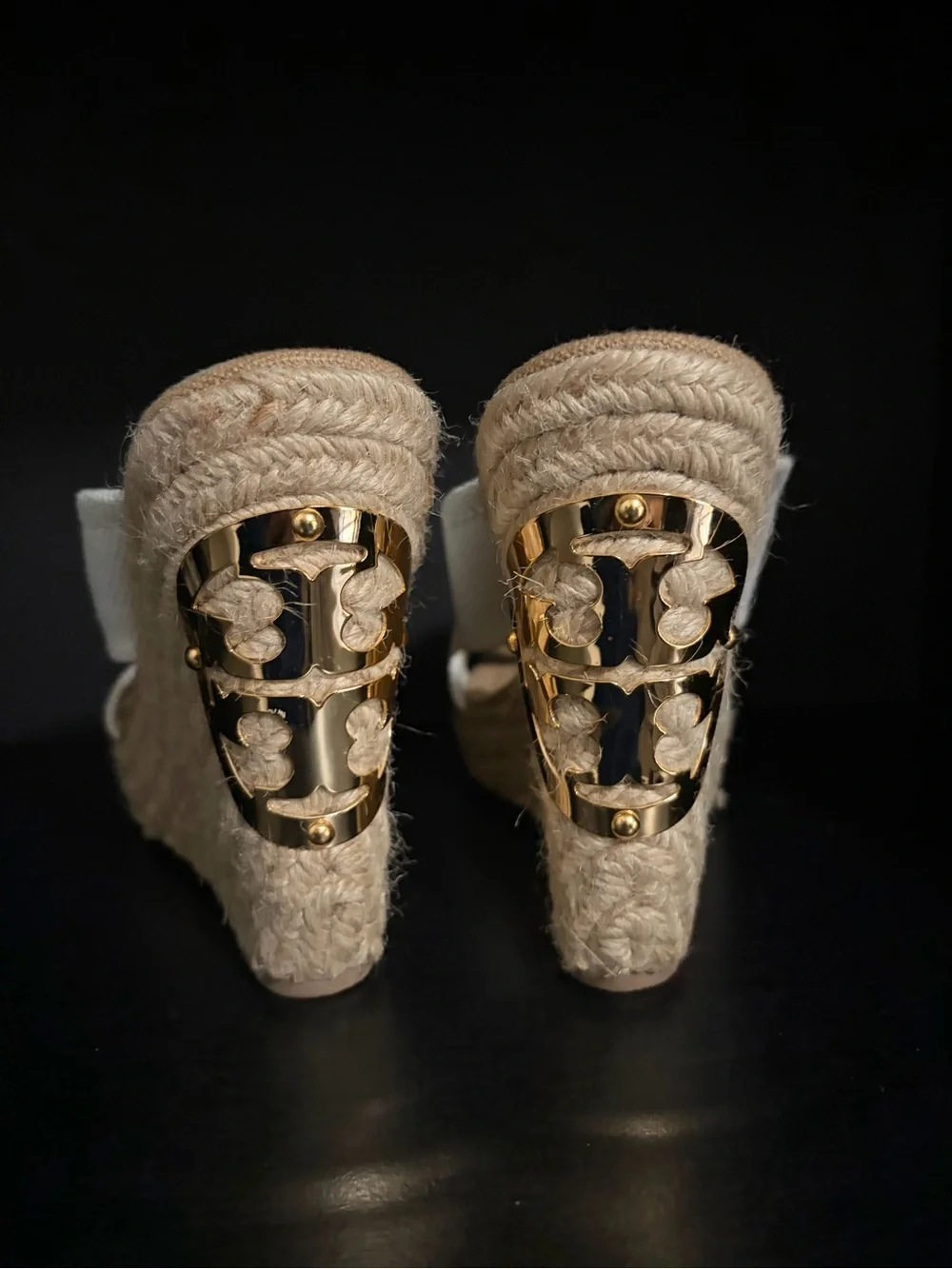 Tory Burch White Crisscross Espadrille Wedge Sandals